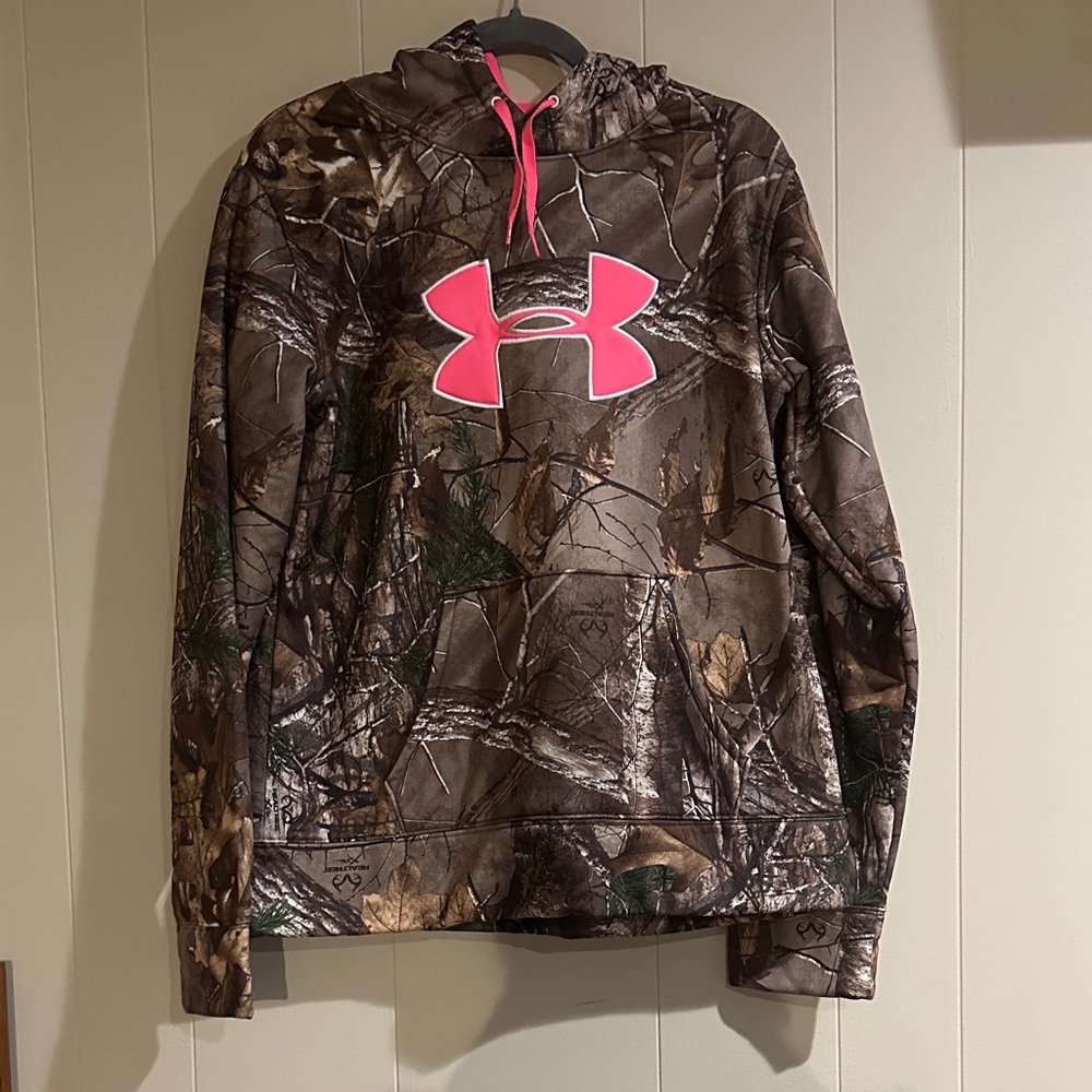Under Armour Camouflage Hoodie with Pink Logo